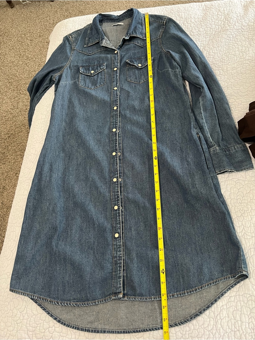 GAP Denim Long Sleeve Shirt Dress - Blue - Picture 6 of 6